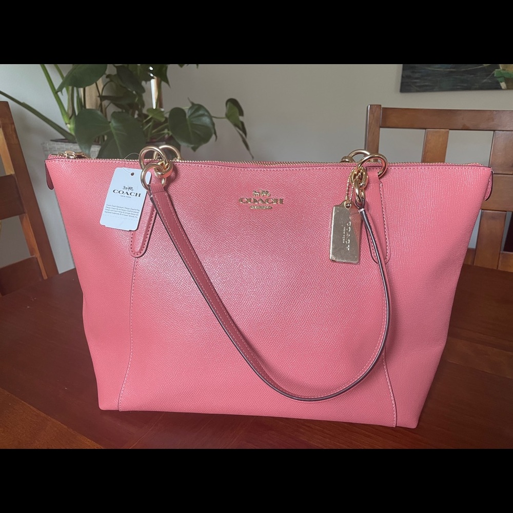 Coach Ava Crossgrain Rose Petal Leather Tote